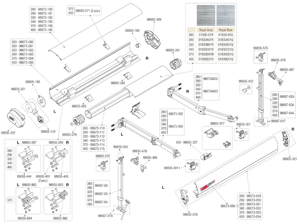 Fiamma Knikarm Rechts F65S 011 320-400 - Afbeelding 2